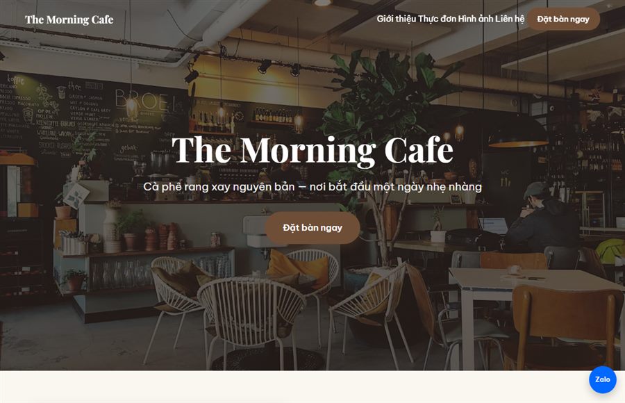 Ví dụ website quán có menu, giá, bản đồ, nút gọi